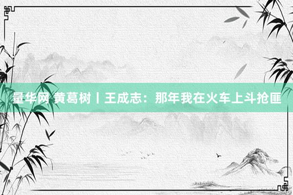 量华网 黄葛树丨王成志：那年我在火车上斗抢匪